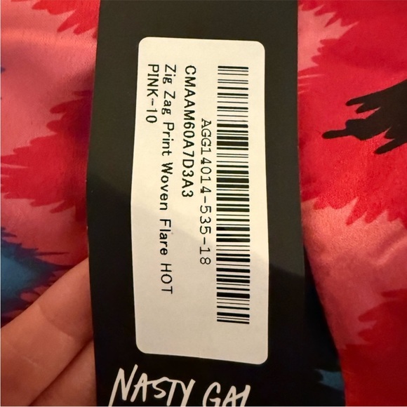 Nasty Gal Zig Zag Print Woven Flare Pants US Size 6 UK 10 Pink Blue Black Retro - Picture 7 of 11